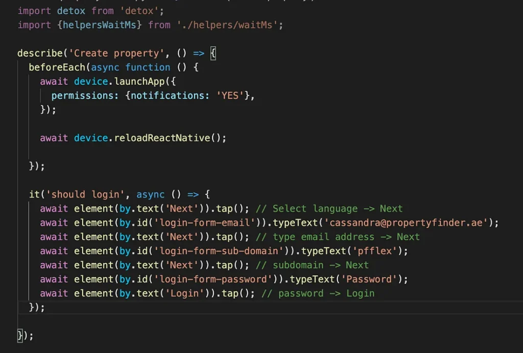 sample Login code